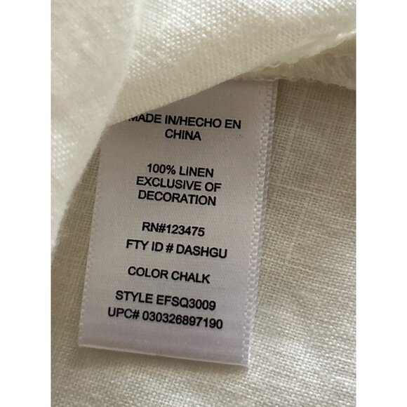 Ellen Tracy Womens Ivory Crochet Trim Cap Sleeve Tunic Top Linen Size Medium - Picture 5 of 7